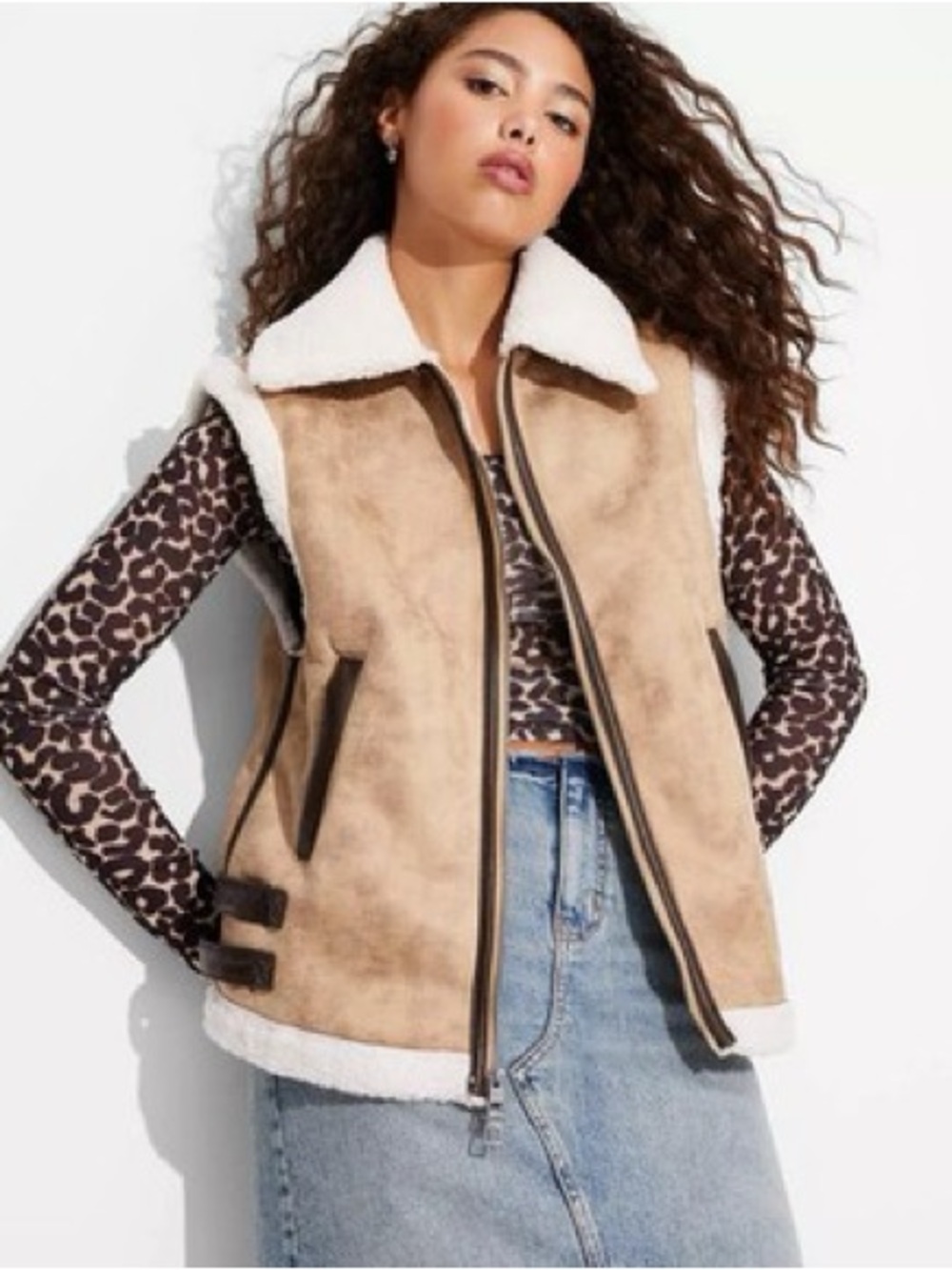 Wild Fable | Tan Shearling Vest